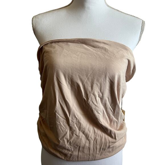 A New Day Women's Beige Slim Fit Ruched Tube Top - Size XXL - NWT - Picture 1 of 7